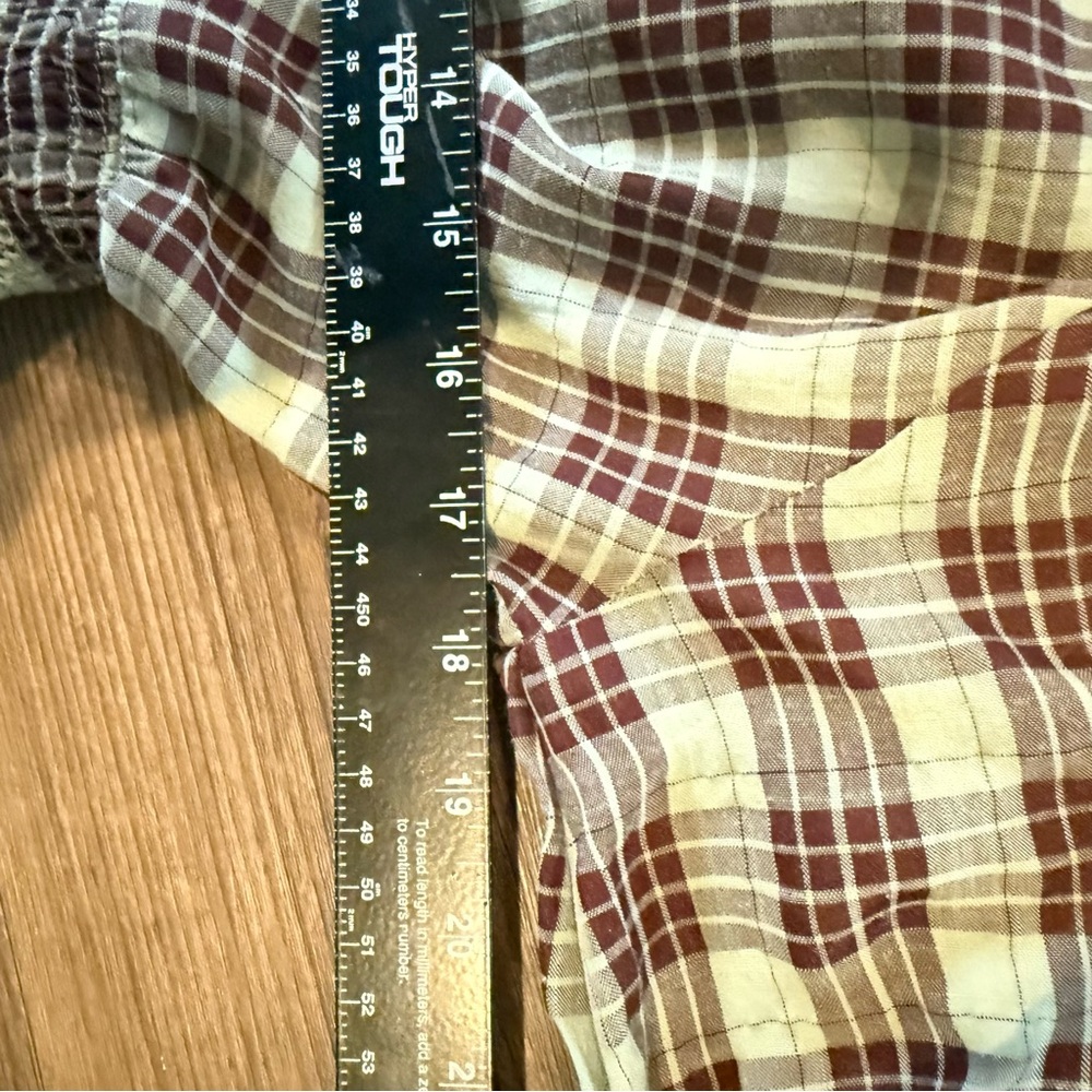 Entro Plaid Puff Sleeve Women’s Midi Dress with V-neckline Size Large - Picture 7 of 7